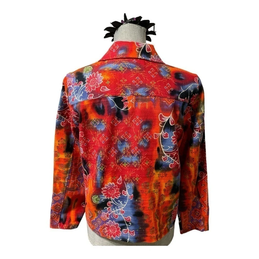 Coldwater Creek XS Southwestern Aztec Floral Zip Jacket Boho Western